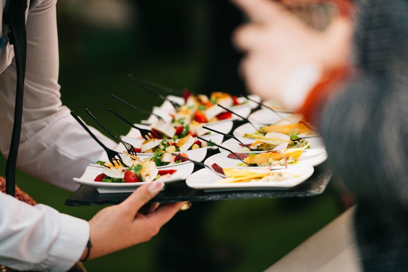 Catering event setup by Cabana Taco for corporate gathering